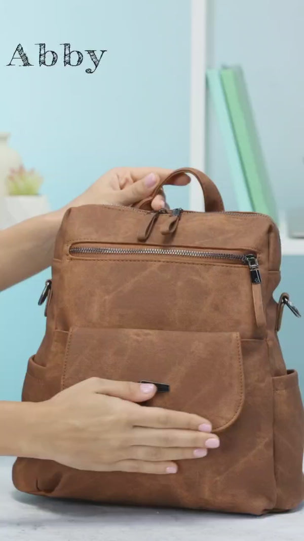 Small Leather Backpack Purse for Women Convertible Shoulder Bag