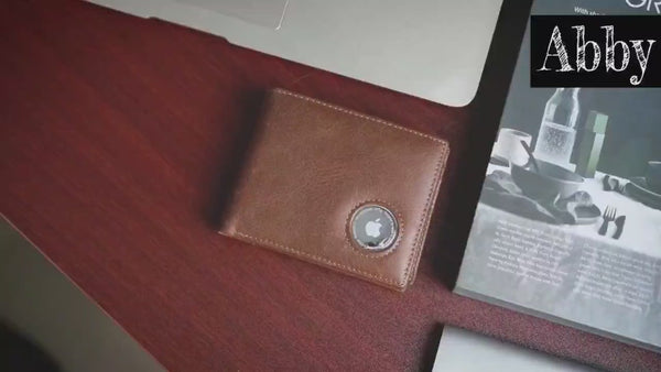 RFID Leather AirTag Wallet for Men - Secure Bifold Wallet with AirTag Holder & 12 Card Slots