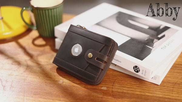 AirTag Wallet for Men – Full Grain Leather RFID Bifold
