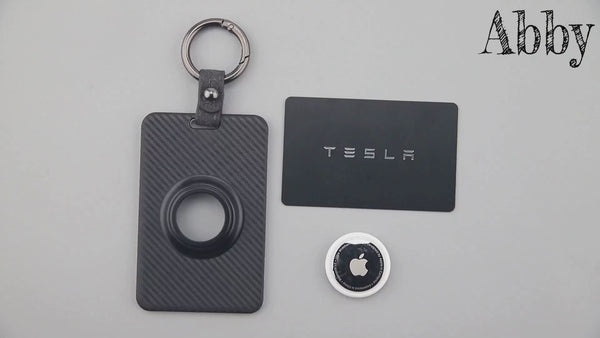 Tesla Key Card Holder with AirTag Slot, Protective Case & Keychain
