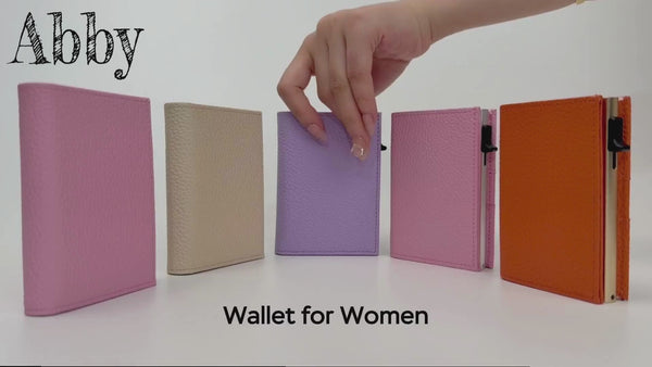 Women's Purple RFID Wallet with Pop-Up Holder, Slim Trifold Design