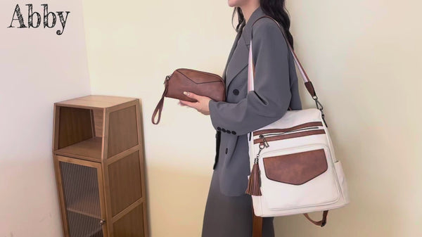 Backpack Purse for Women – Convertible Vegan Leather Shoulder Bag with Wristlet