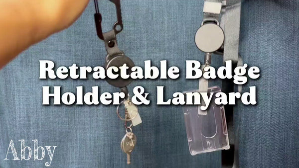 Heavy Duty Retractable Lanyard with Carabiner & 2-Card ID Holder
