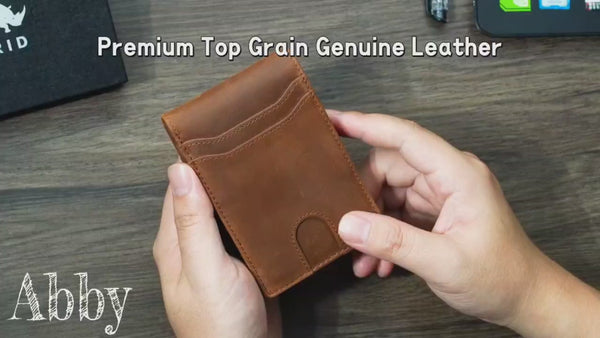 Full Grain Leather RFID Pop Up Wallet for Men Slim Front Pocket