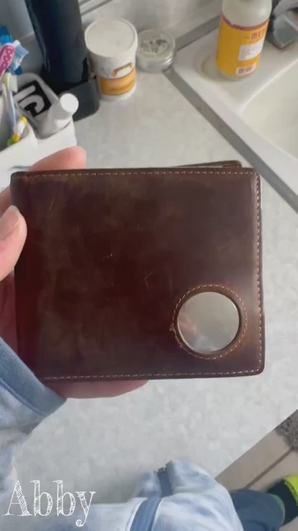 Men’s AirTag Wallet Leather RFID Blocking Bifold 13 Card Slots (Classic)
