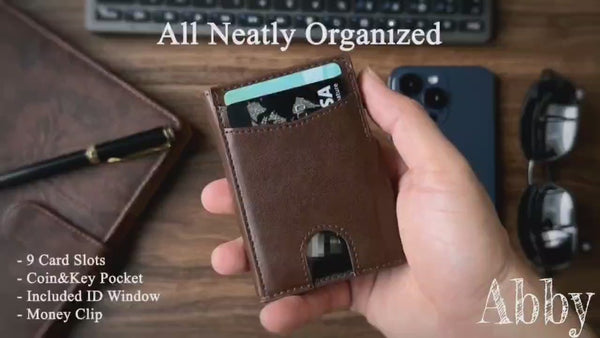 RFID Slim Wallet for Men with Pop-Up Card Holder & Coin Slot