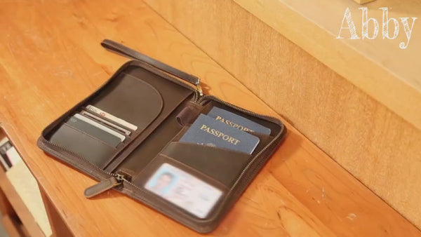 Full-Grain Leather Passport Holder with AirTag Slot | RFID Travel Wallet