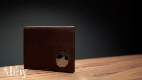 Men's Genuine Leather Wallet with AirTag Holder - RFID Safe & Slim Design