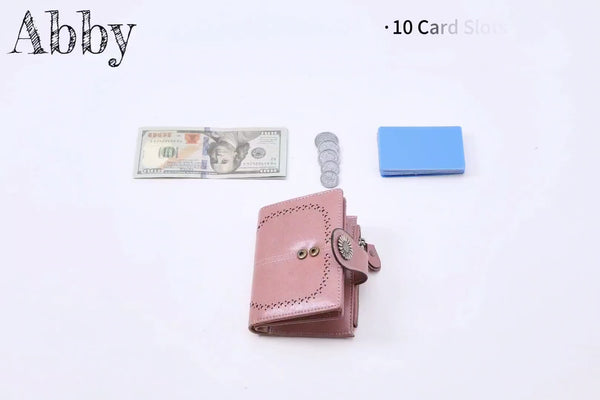 Small Leather RFID Wallet for Women with Zipper Coin Pocket