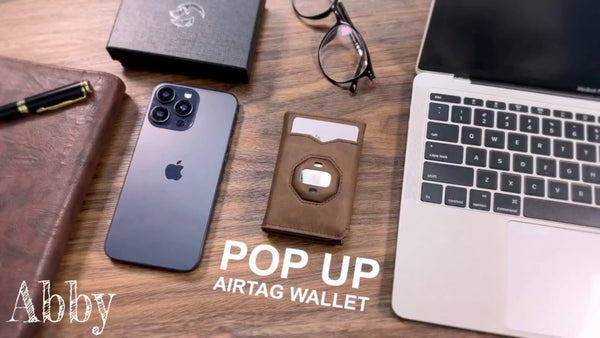 AirTag Wallet for Men Pop Up RFID Leather Slim Trifold Wallet