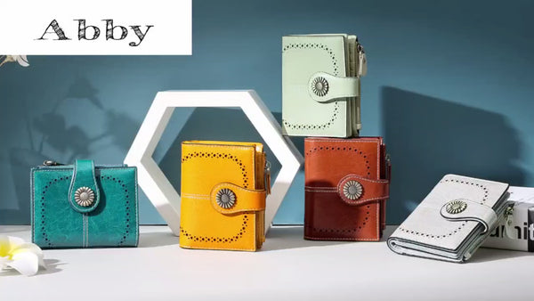 Small Leather RFID Wallet for Women with Zipper Coin Pocket