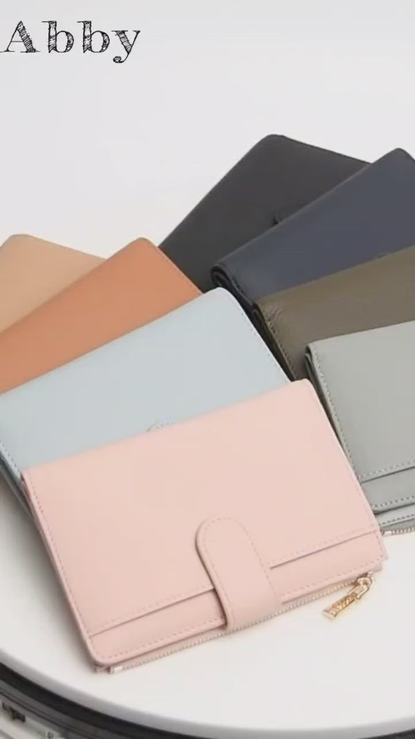 Leather Passport Holder with AirTag Slot RFID Travel Wallet Organizer
