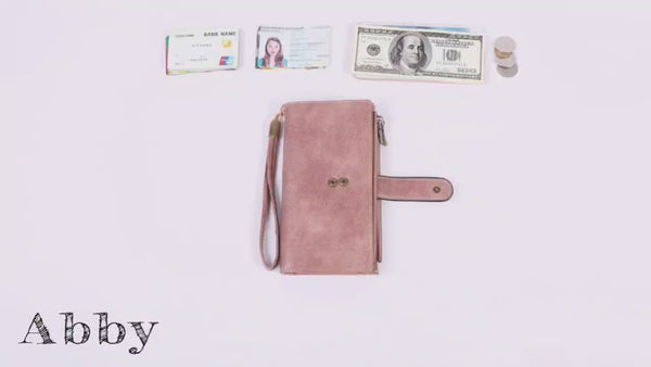 Large Leather Wallet for Women RFID Blocking Trifold Wristlet