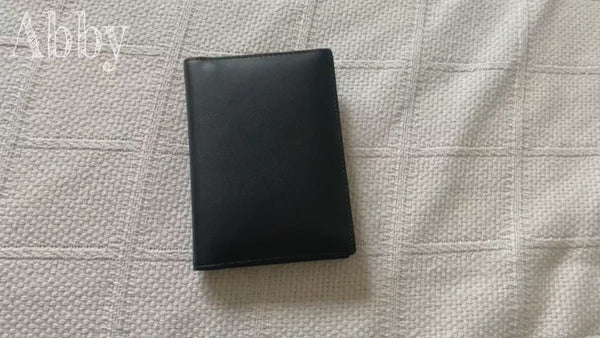 Leather Passport Holder Air Tag Slot RFID Slim Bifold Wallet