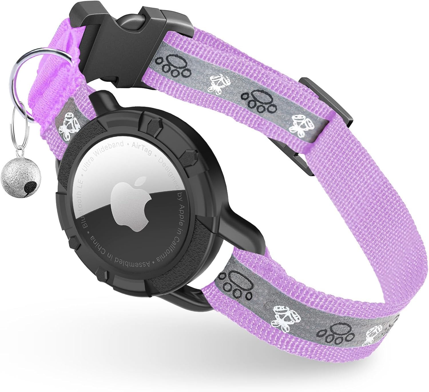 Reflective AirTag Cat Collar – Adjustable GPS Tracker with Safety Elastic & Integrated Holder