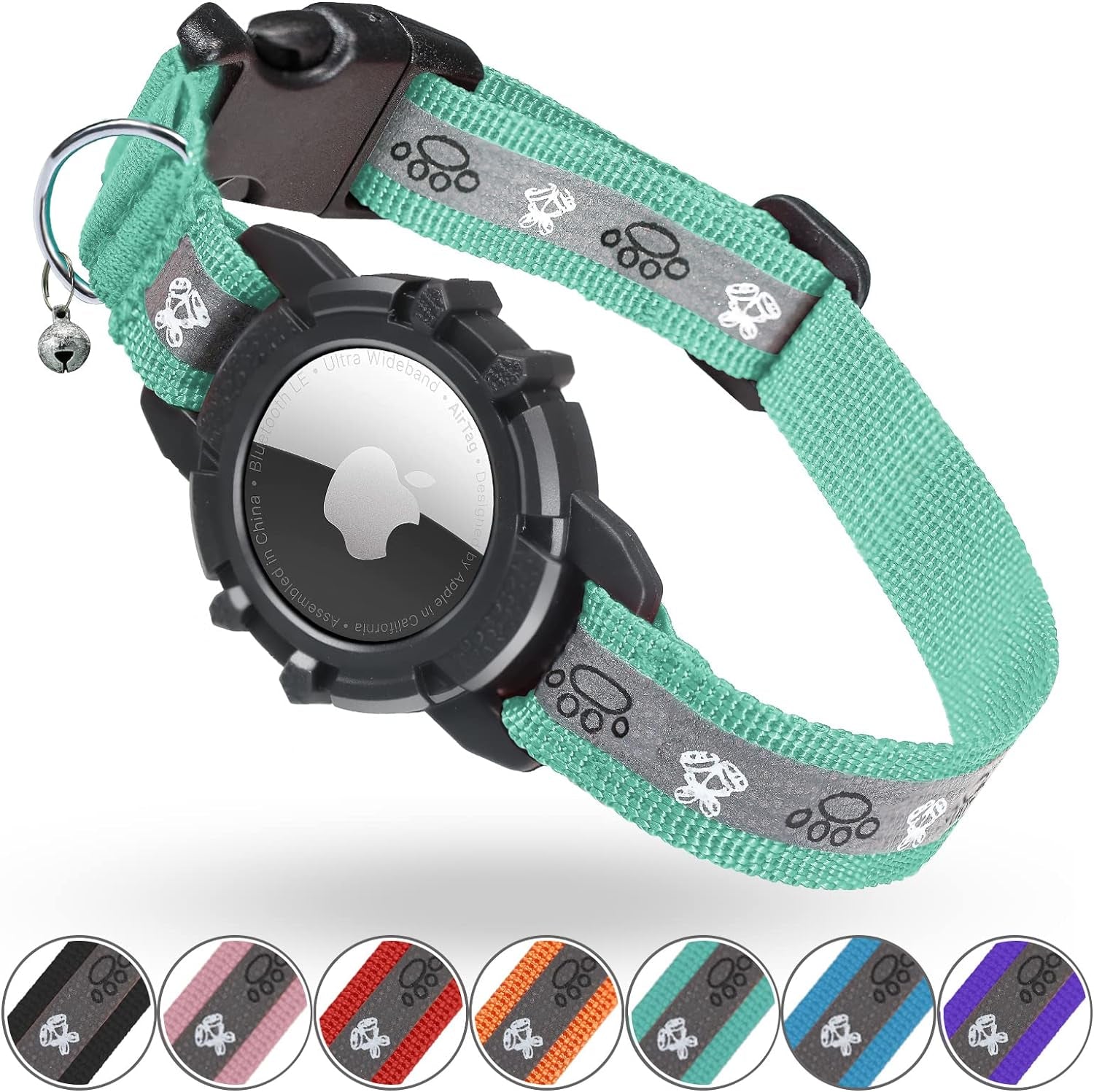 Reflective AirTag Cat Collar – Adjustable GPS Tracker with Safety Elastic & Integrated Holder - Abbycart