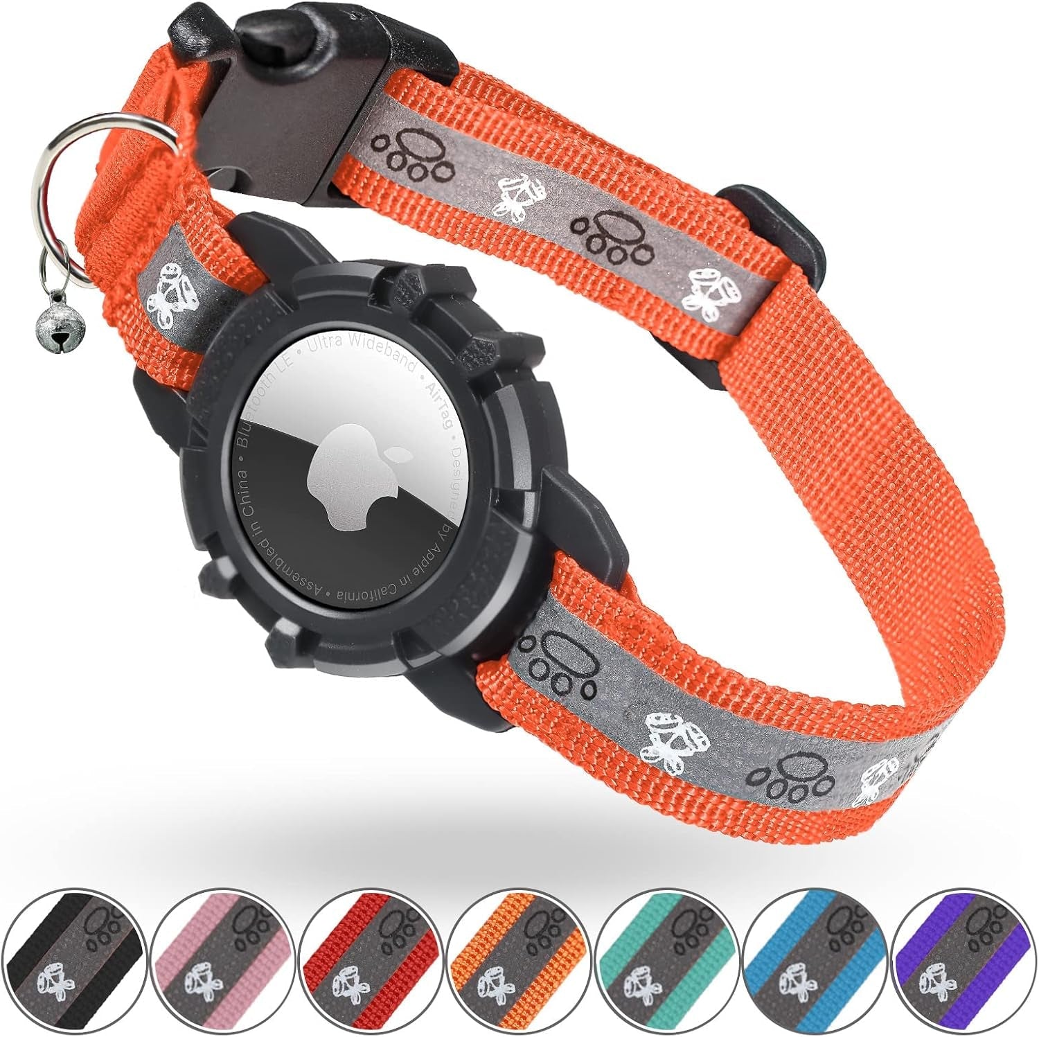 Reflective AirTag Cat Collar – Adjustable GPS Tracker with Safety Elastic & Integrated Holder - Abbycart