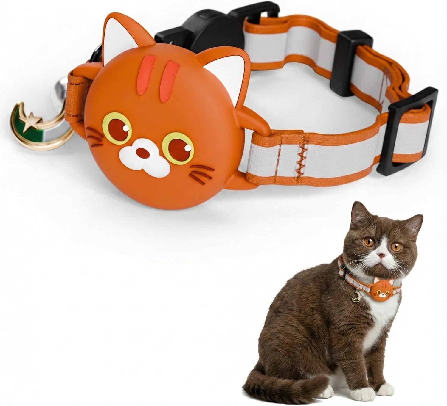 Reflective AirTag Cat Collar – GPS Tracker & Breakaway
