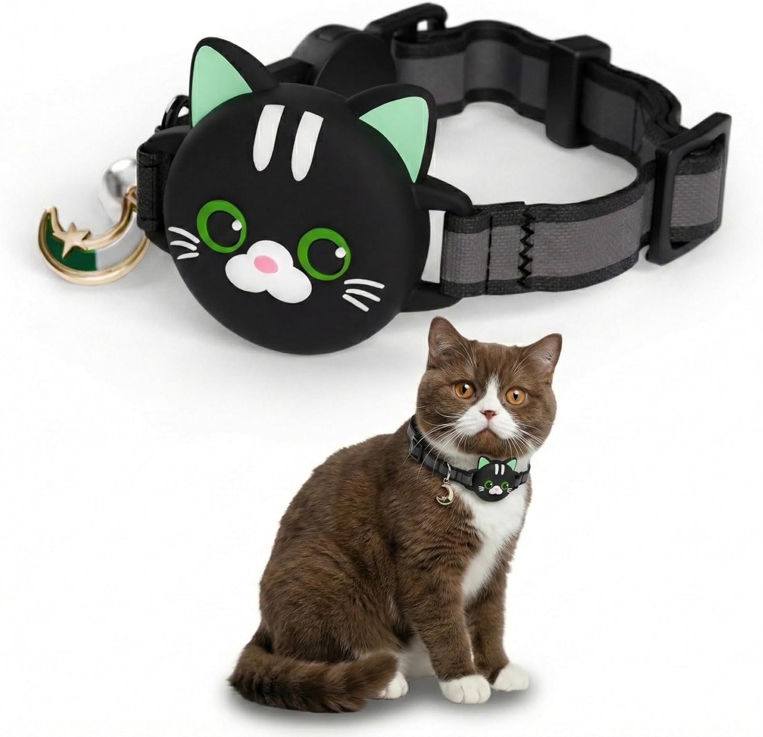 Reflective AirTag Cat Collar – GPS Tracker & Breakaway