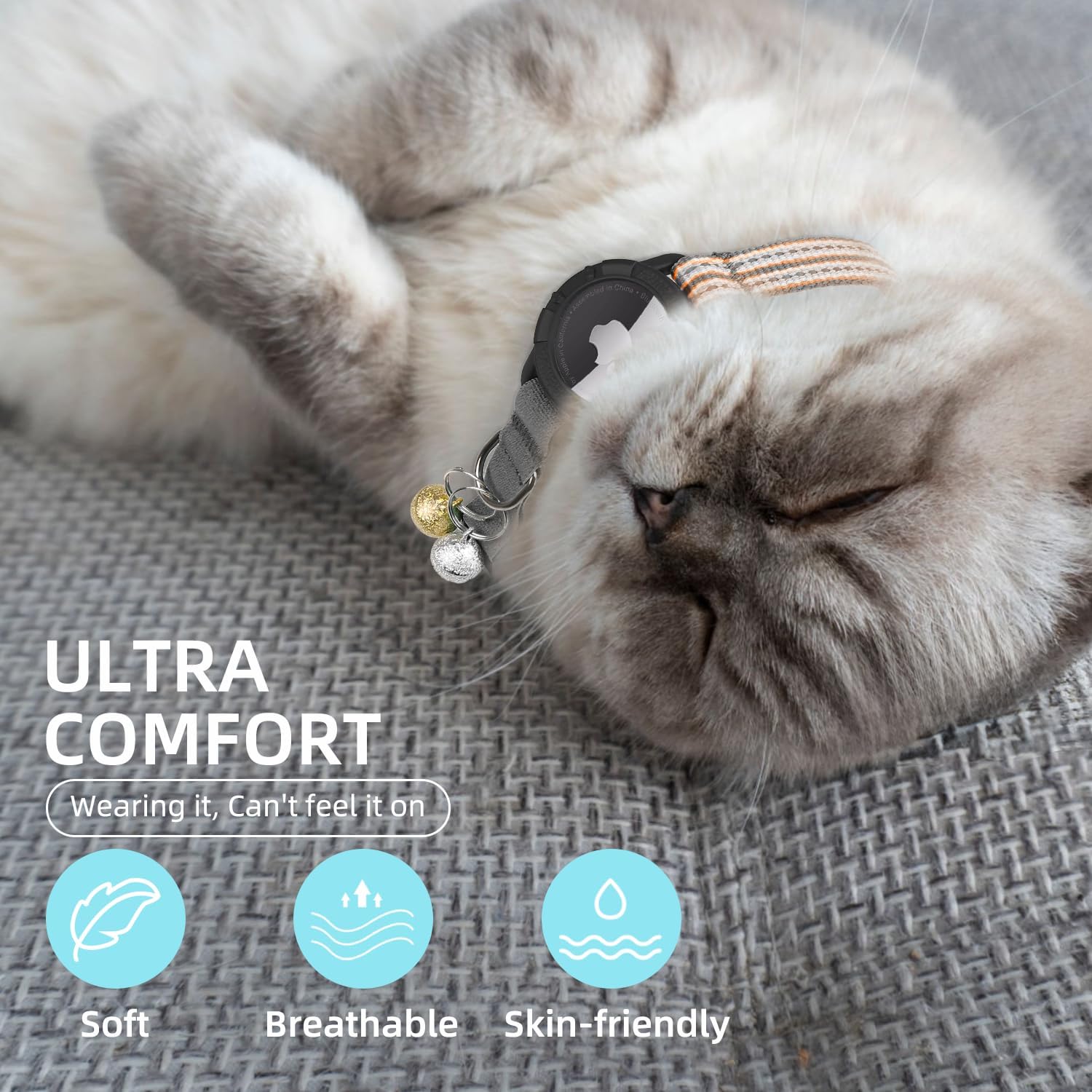 Reflective AirTag Cat Collar with Breakaway Safety & Tracker Holder - Abbycart