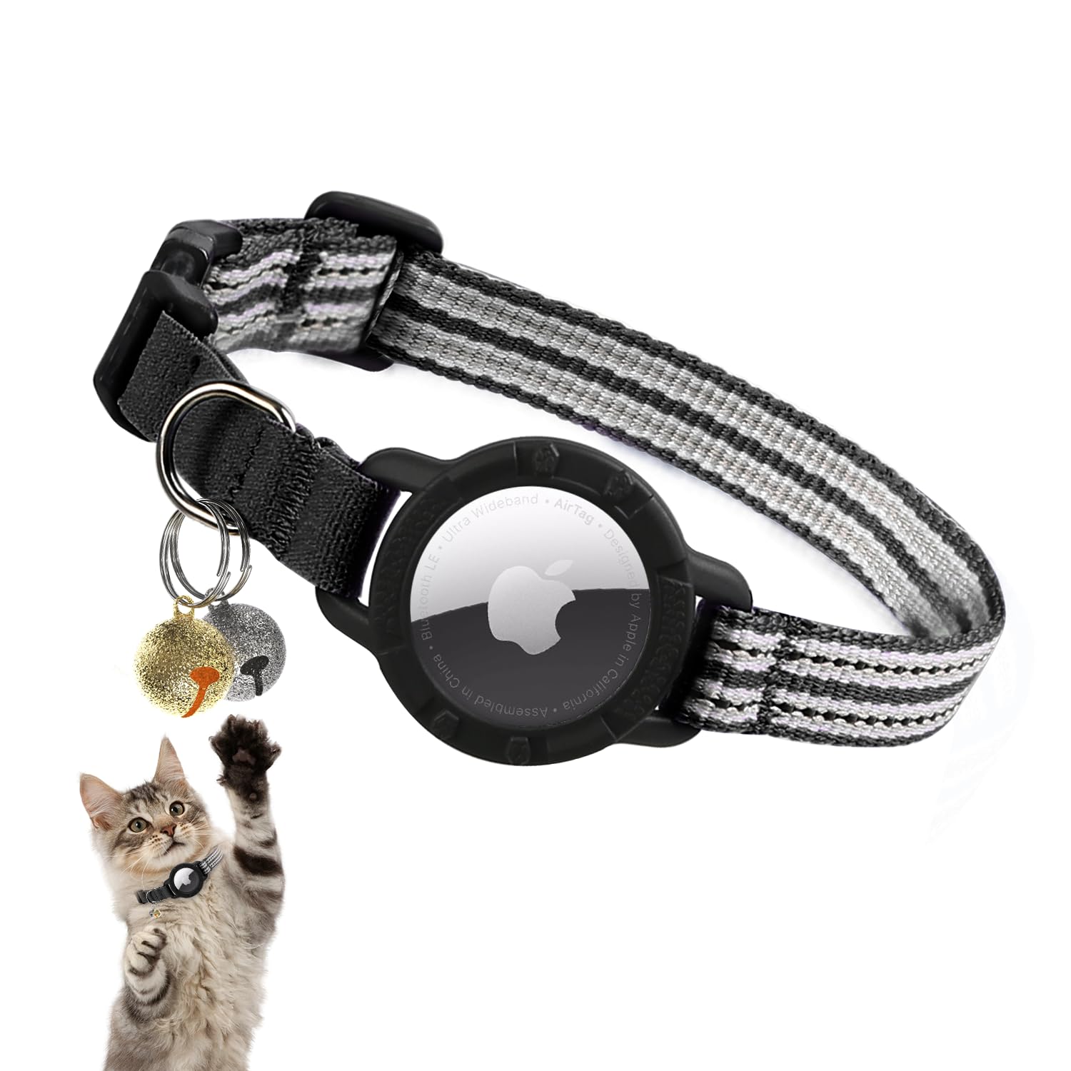 Reflective AirTag Cat Collar with Breakaway Safety & Tracker Holder - Abbycart