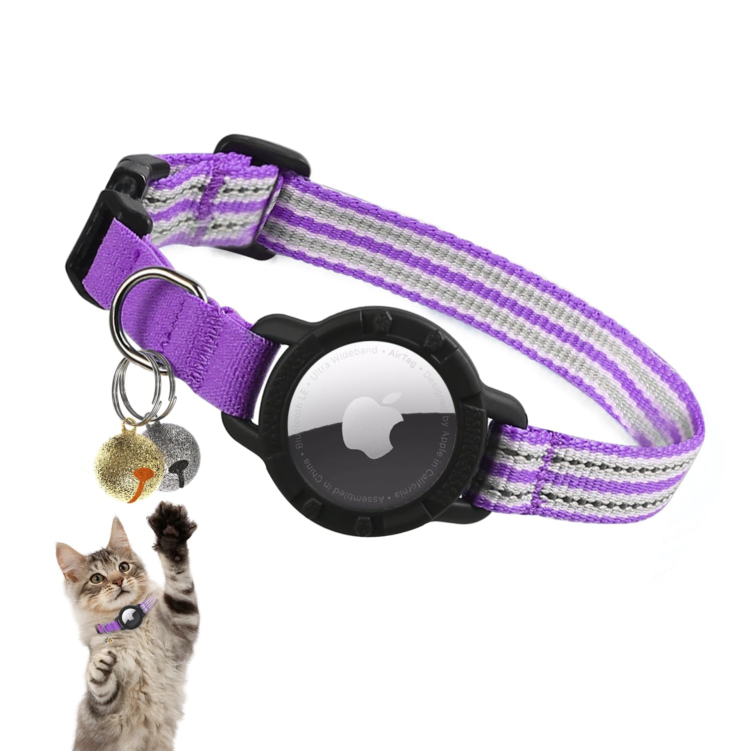 Reflective AirTag Cat Collar with Breakaway Safety & Tracker Holder - Abbycart