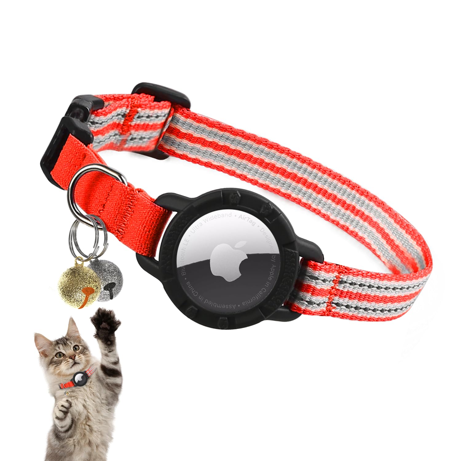 Reflective AirTag Cat Collar with Breakaway Safety & Tracker Holder - Abbycart