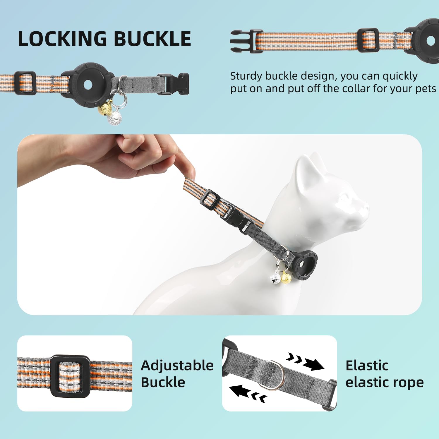 Reflective AirTag Cat Collar with Breakaway Safety & Tracker Holder - Abbycart