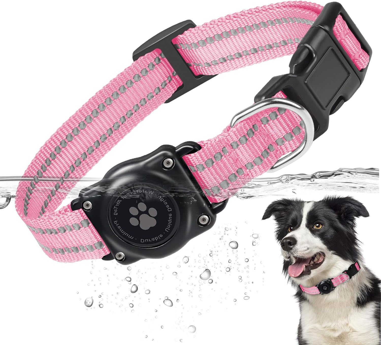 Reflective Waterproof AirTag Dog Collar - Adjustable GPS Tracker Collar for All Dog Sizes, Durable Nylon Safety Collar - Abbycart