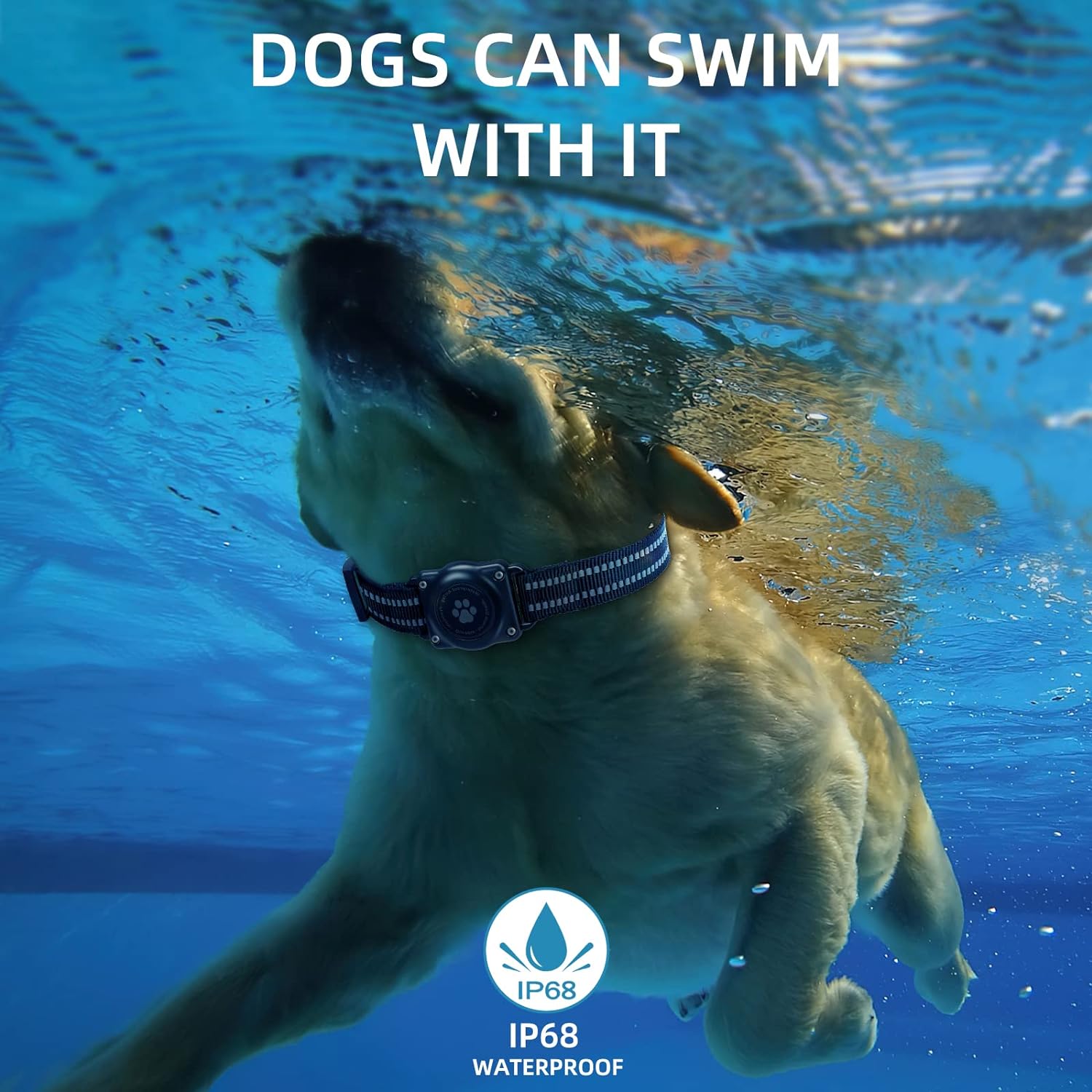 Reflective Waterproof AirTag Dog Collar - Adjustable GPS Tracker Collar for All Dog Sizes, Durable Nylon Safety Collar - Abbycart
