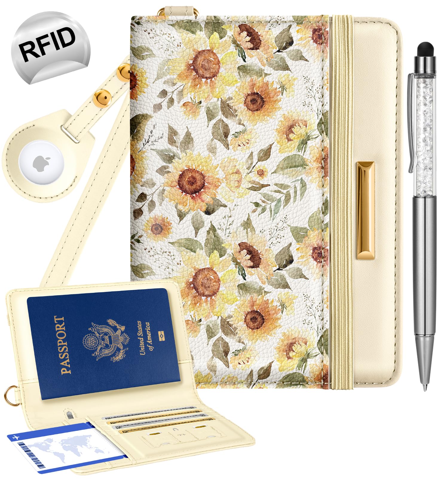 RFID AirTag Passport Holder Wallet for Women Travel - Abbycart
