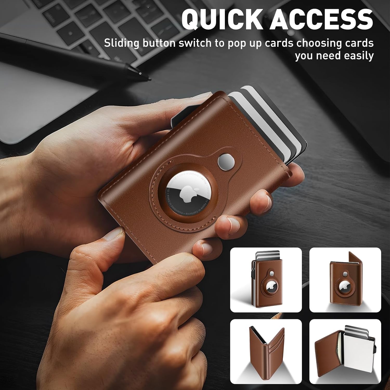 RFID Blocking AirTag Wallet for Men – Slim Leather with Money Clip - Abbycart