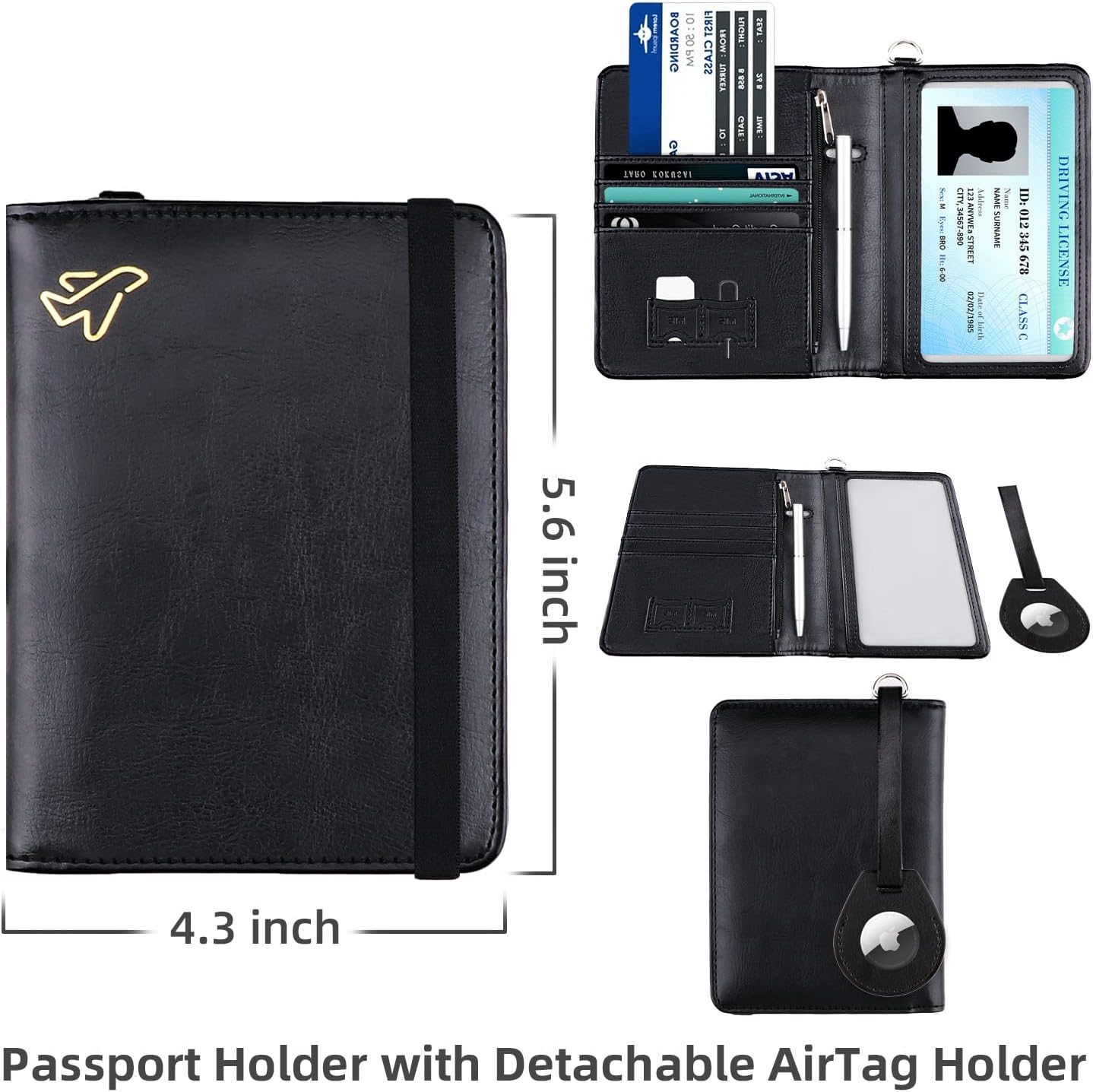 RFID Blocking Leather Passport Holder with Airtag Slot - Secure Travel Wallet for Men and Women - Abbycart