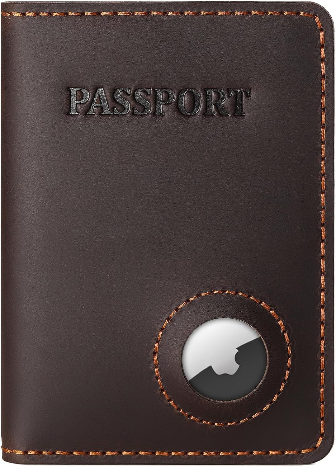 RFID Blocking Leather Passport Holder with AirTag Slot - Secure Travel Wallet for Men and Women - Abbycart