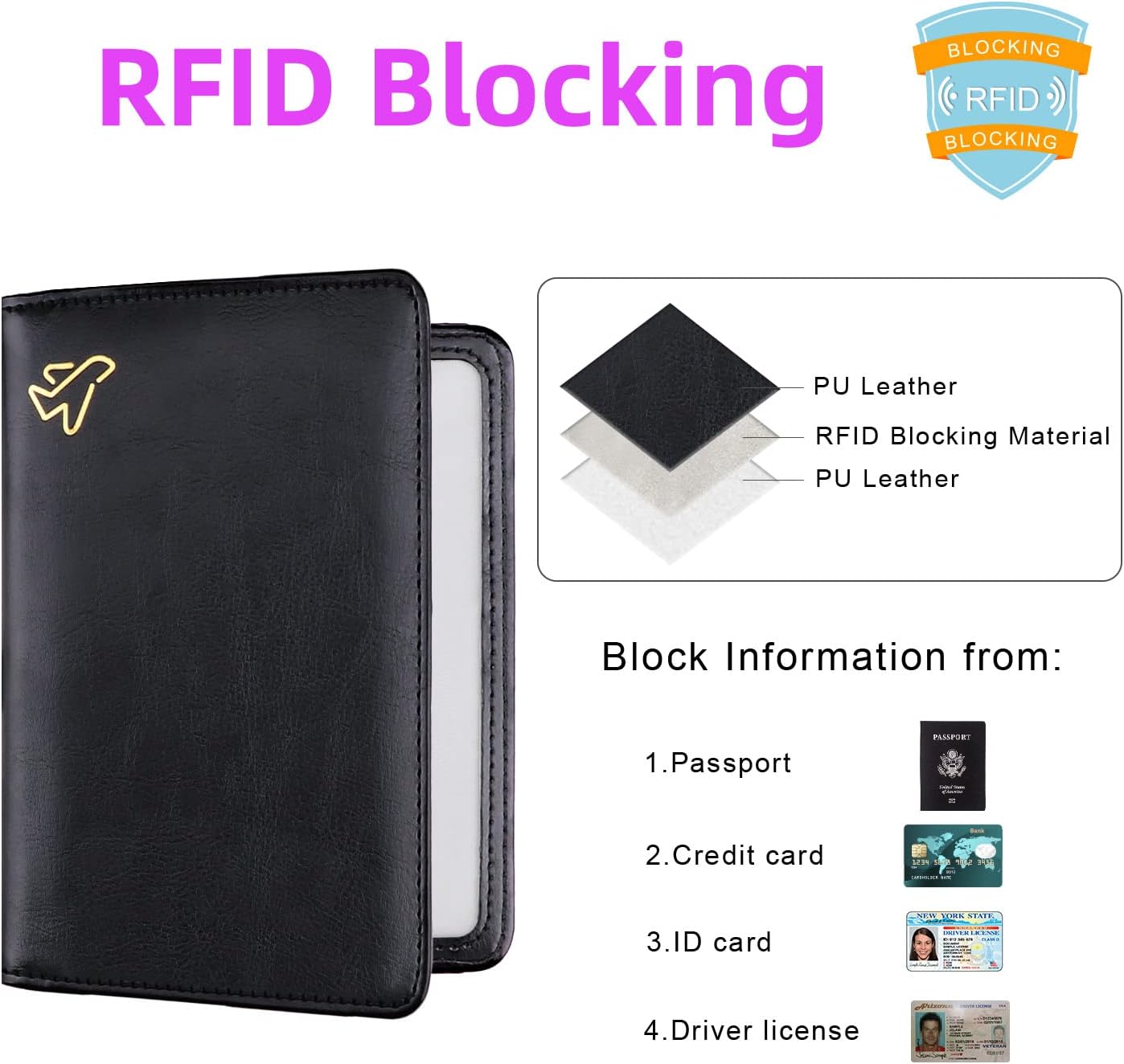 RFID Blocking Leather Passport Holder with Airtag Slot - Secure Travel Wallet for Men and Women - Abbycart