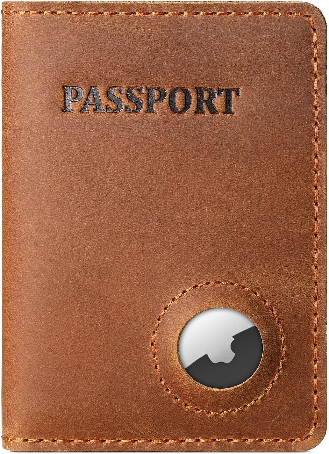 RFID Blocking Leather Passport Holder with AirTag Slot - Secure Travel Wallet for Men and Women - Abbycart