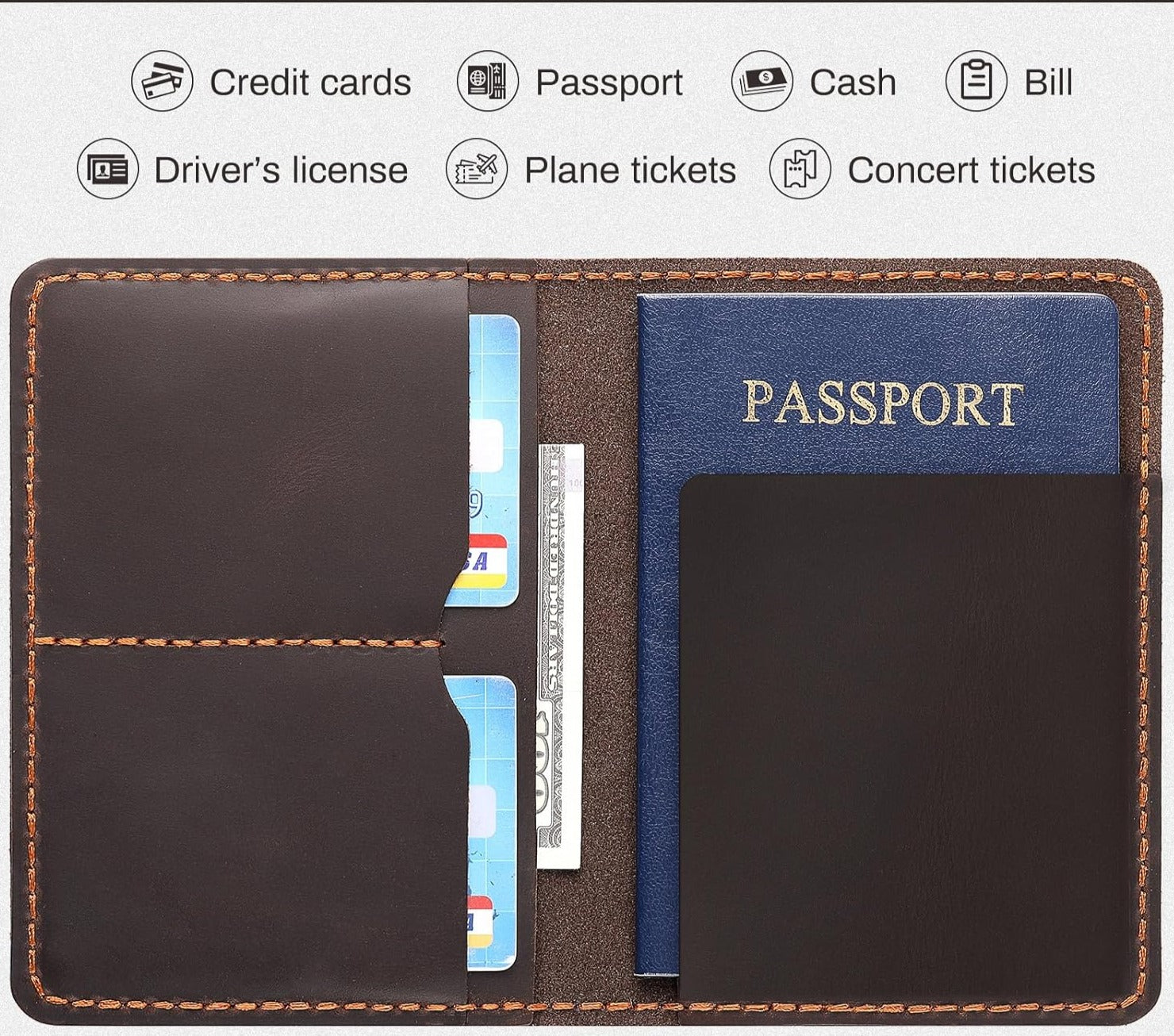 RFID Blocking Leather Passport Holder with AirTag Slot - Secure Travel Wallet for Men and Women - Abbycart