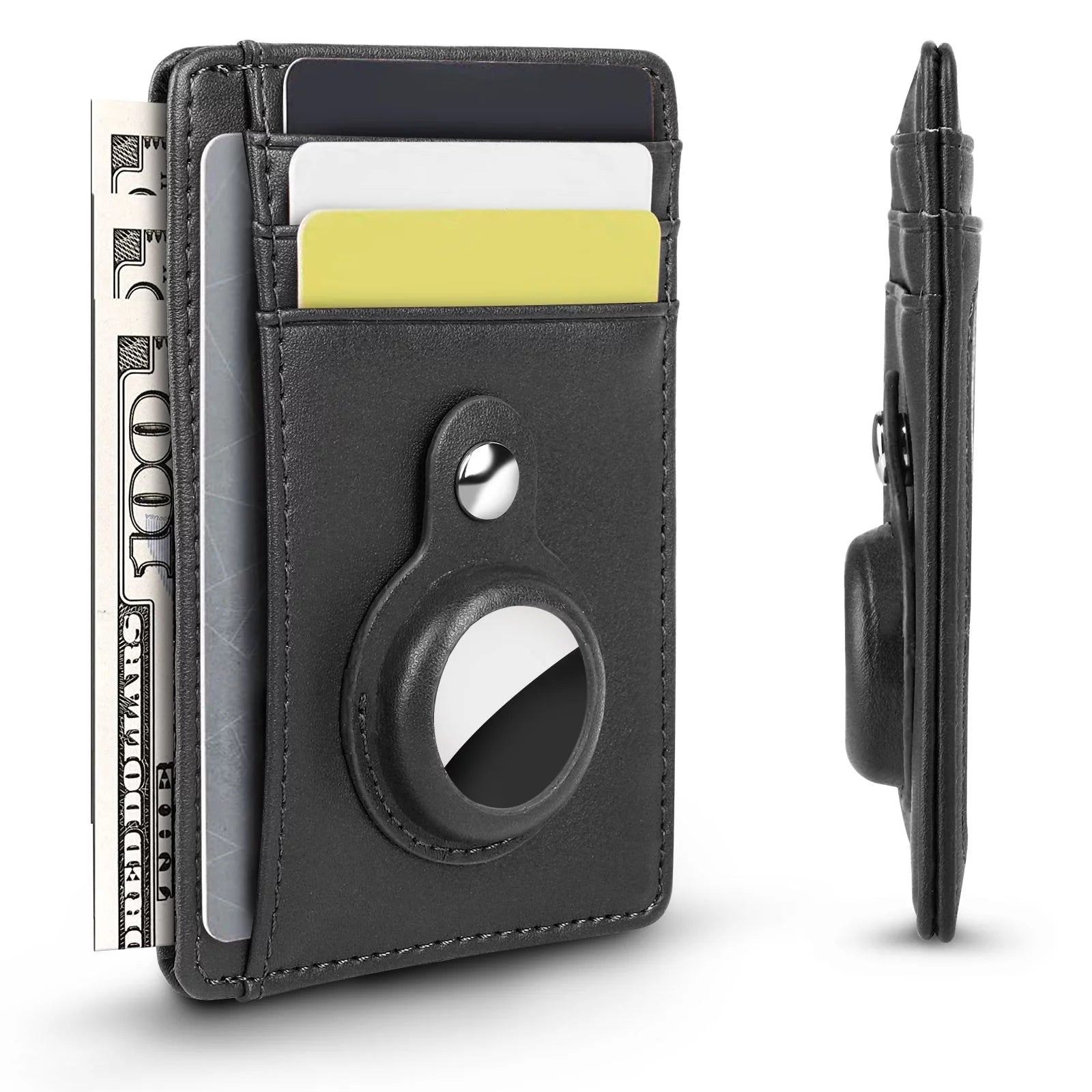 RFID Blocking Leather Wallet with AirTag Holder & 8 Card Slots - Abbycart