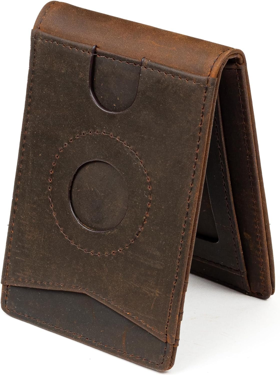 RFID - Blocking Leather Wallet with AirTag Holder - Slim Bifold Design - Abbycart