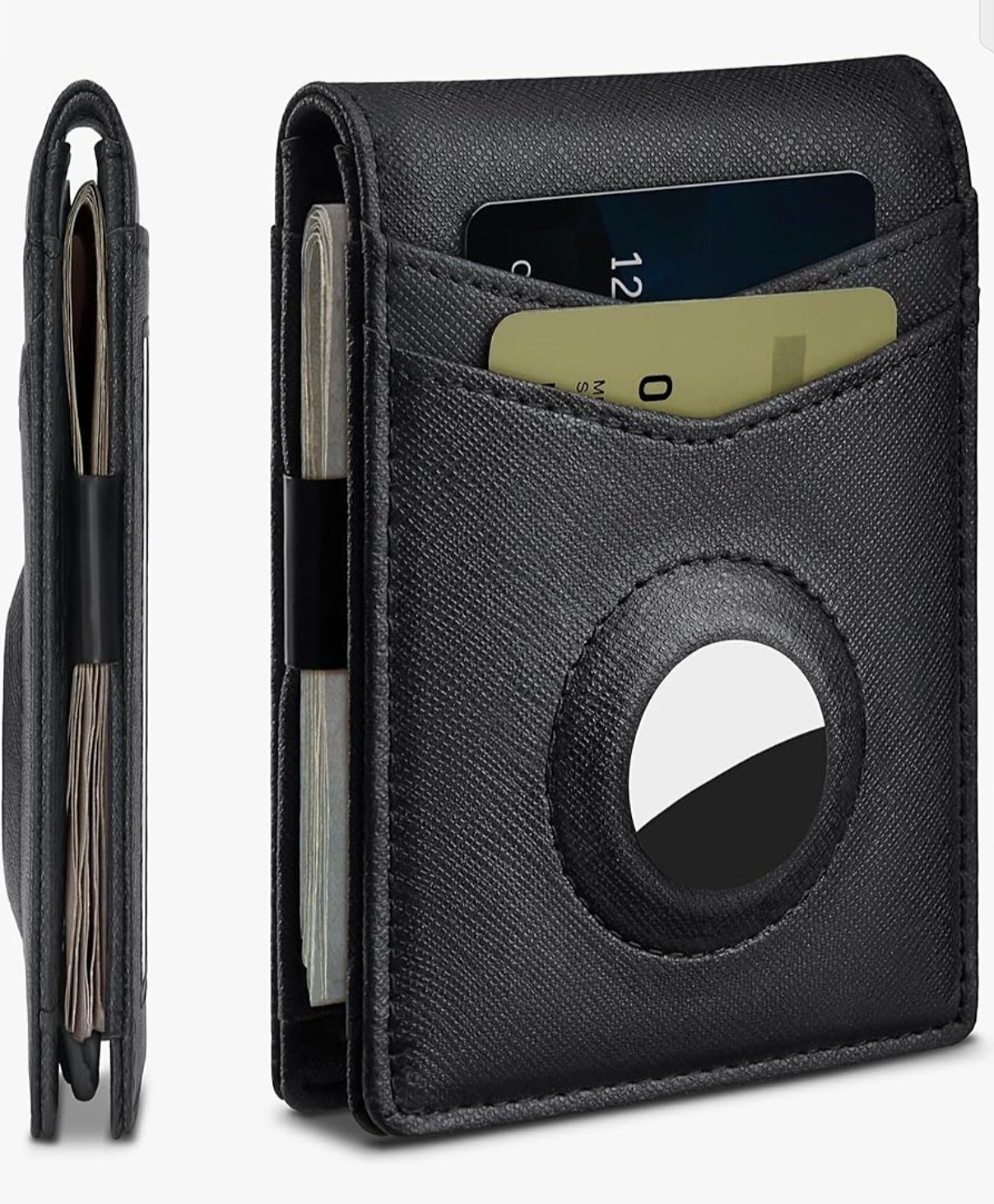 RFID-Blocking Men's Leather Wallet with AirTag Holder - Slim & Secure