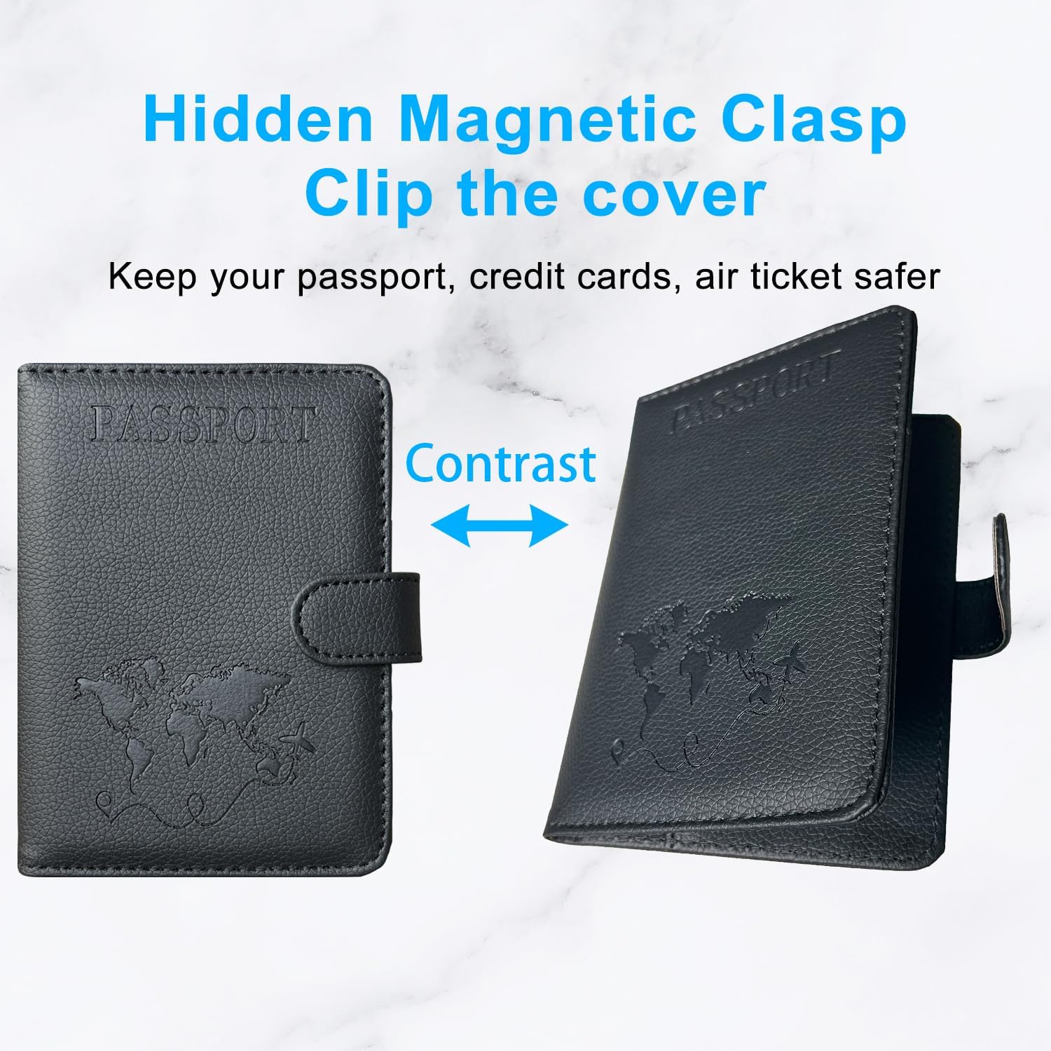 ACdream Passport Holder for Travel Essentials, Rfid Blocking Passport Wallet Cover Case for Travel Must Haves Accessories, Book Holders for Women & Men- Black