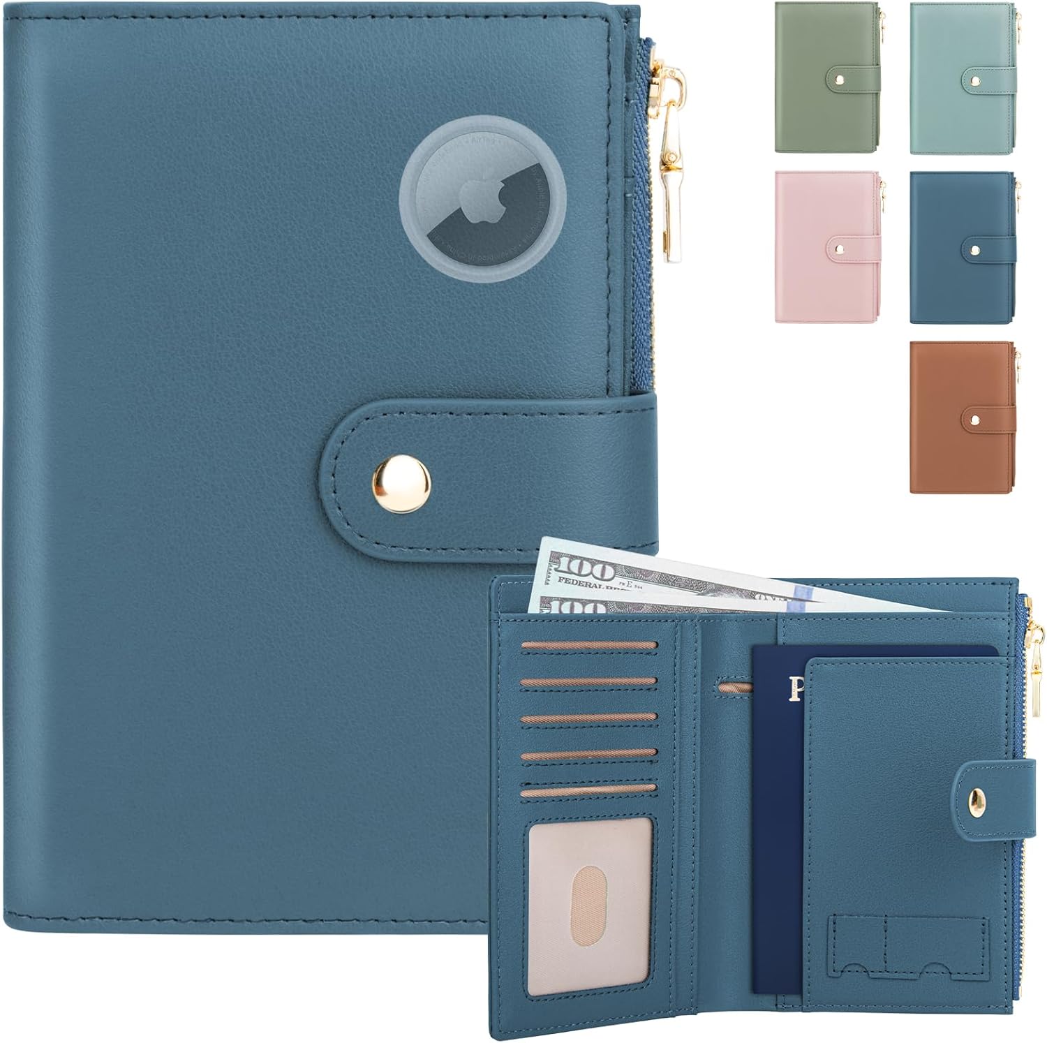 RFID Blocking Passport Holder with AirTag Slot – Travel Wallet for Women - Abbycart