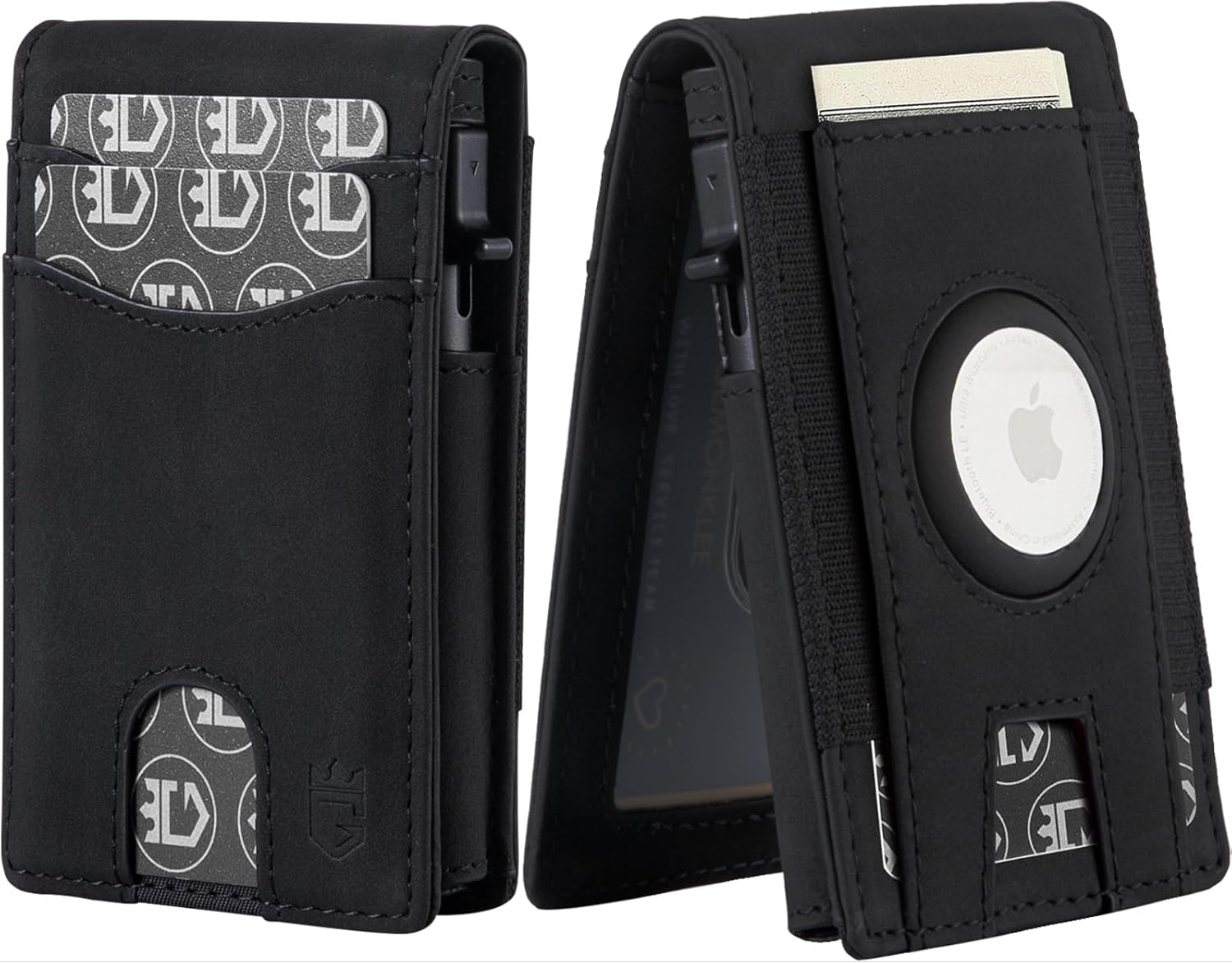 RFID Blocking Slim Leather Wallet with AirTag Holder & Pop - Up Card Case - Abbycart