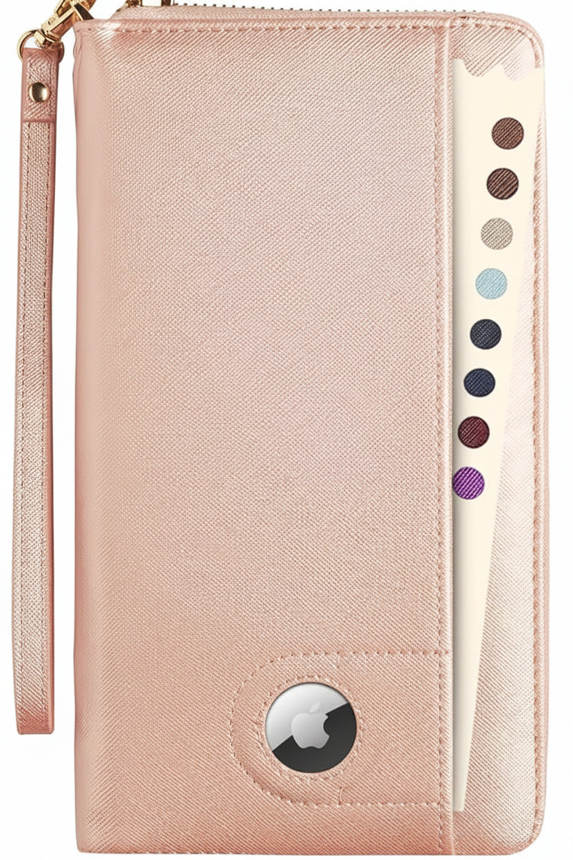 RFID-Blocking Travel Document Organizer with AirTag Holder – Secure Passport Wallet for Family Trips