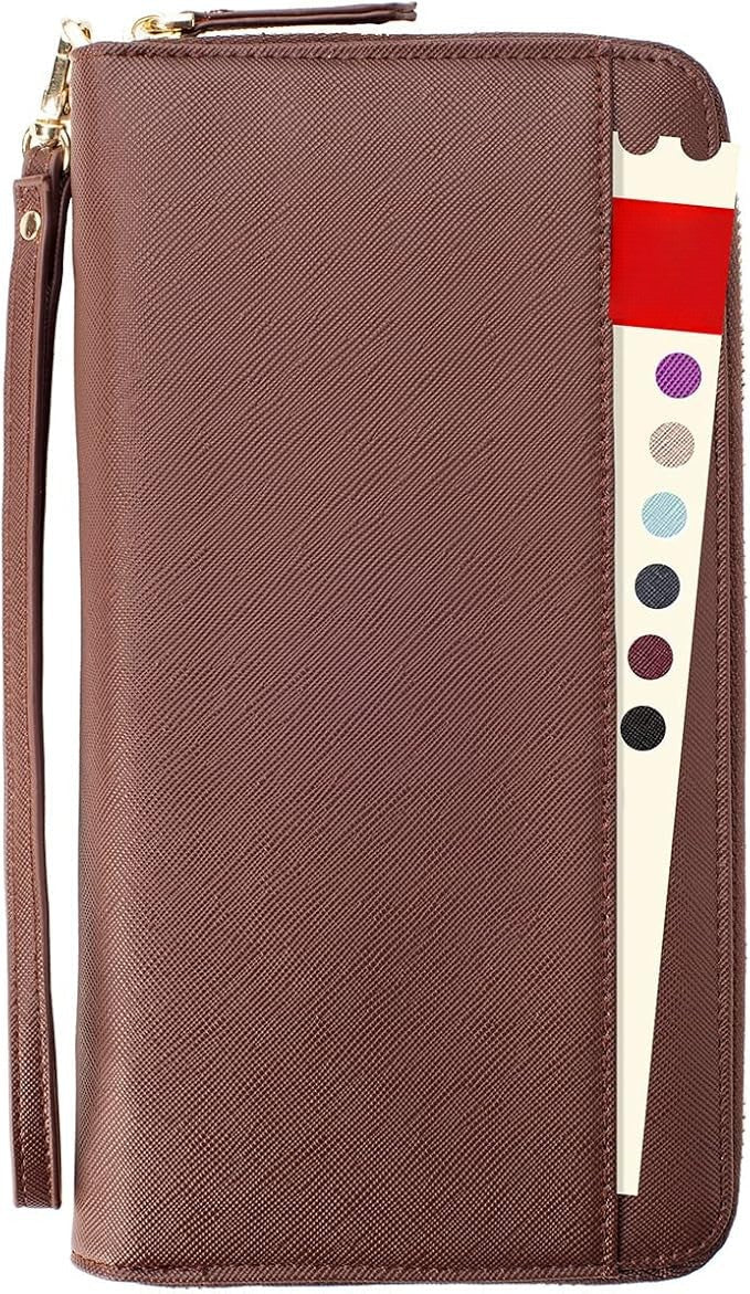 RFID-Blocking Travel Document Organizer with AirTag Holder – Secure Passport Wallet for Family Trips