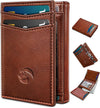 RFID Blocking Trifold Leather Wallet for Men Slim Magnetic Closure