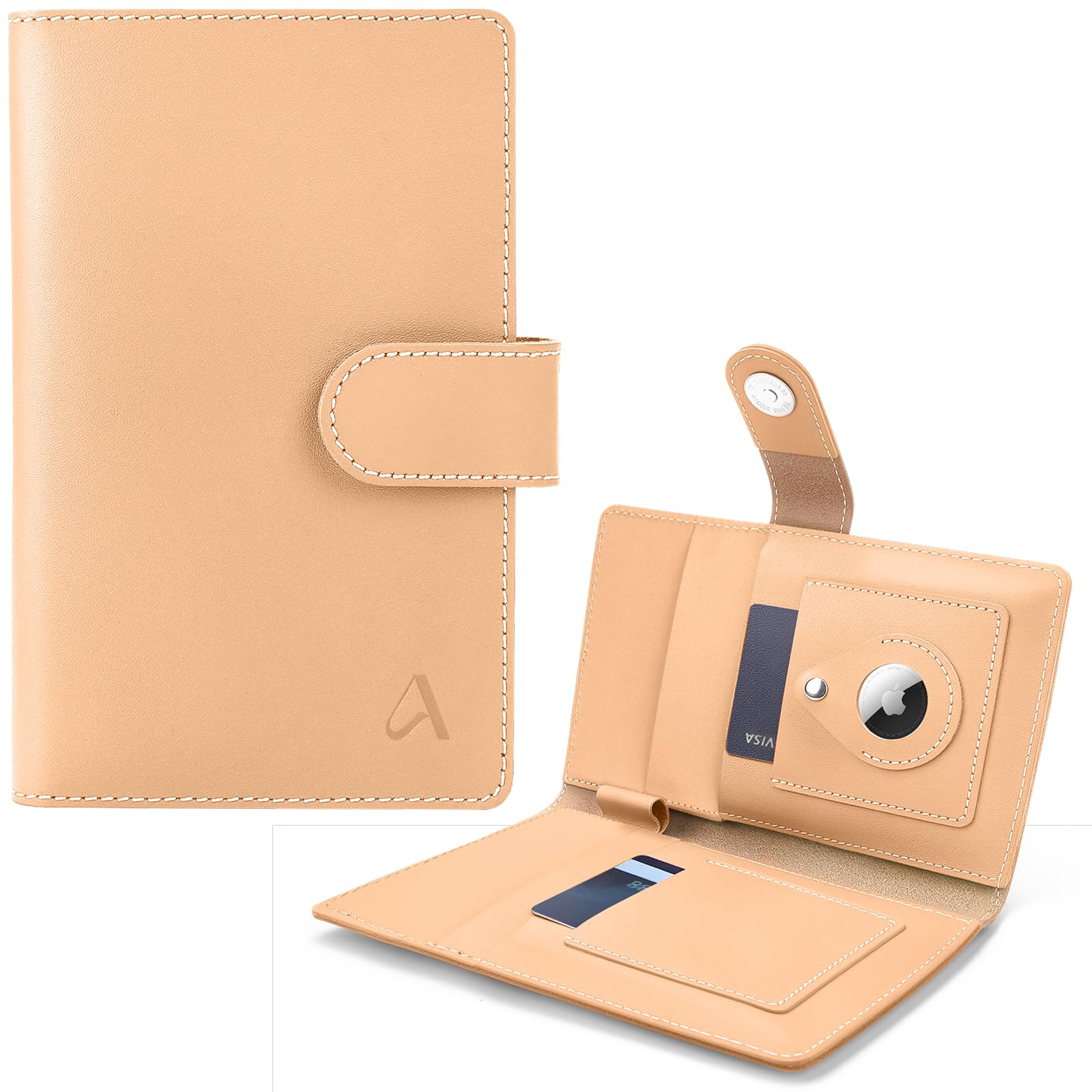 RFID Leather Family Passport Holder with AirTag Slot & Travel Wallet