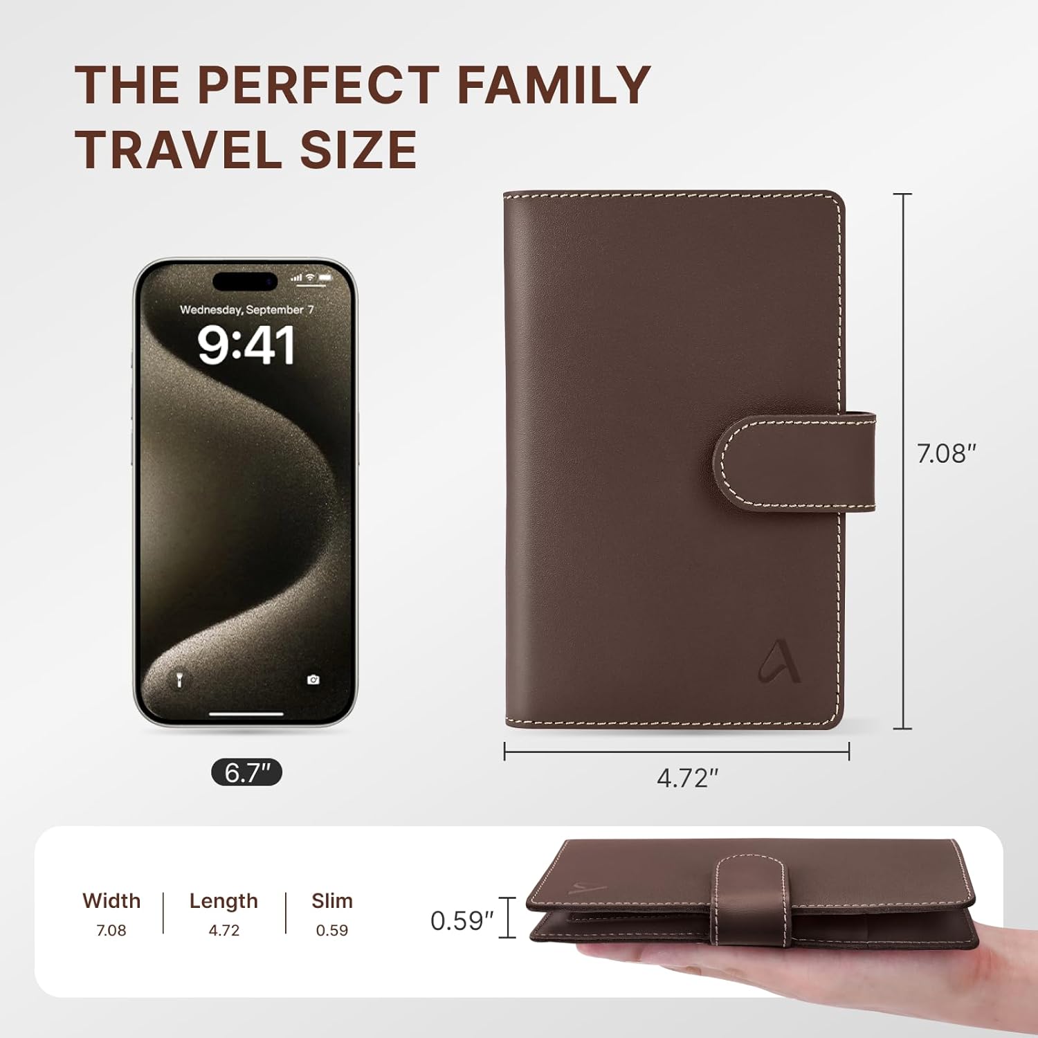 RFID Leather Family Passport Holder with AirTag Slot & Travel Wallet