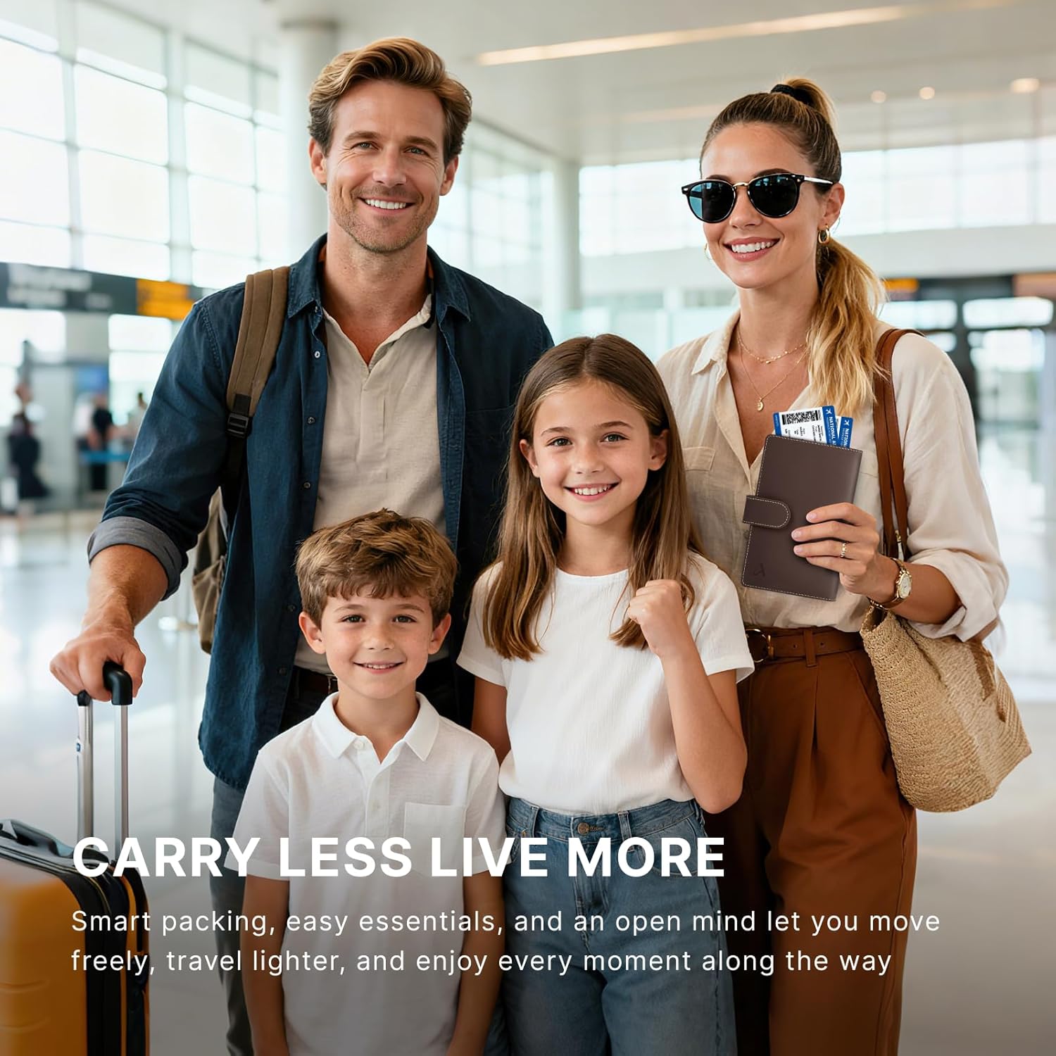 RFID Leather Family Passport Holder with AirTag Slot & Travel Wallet