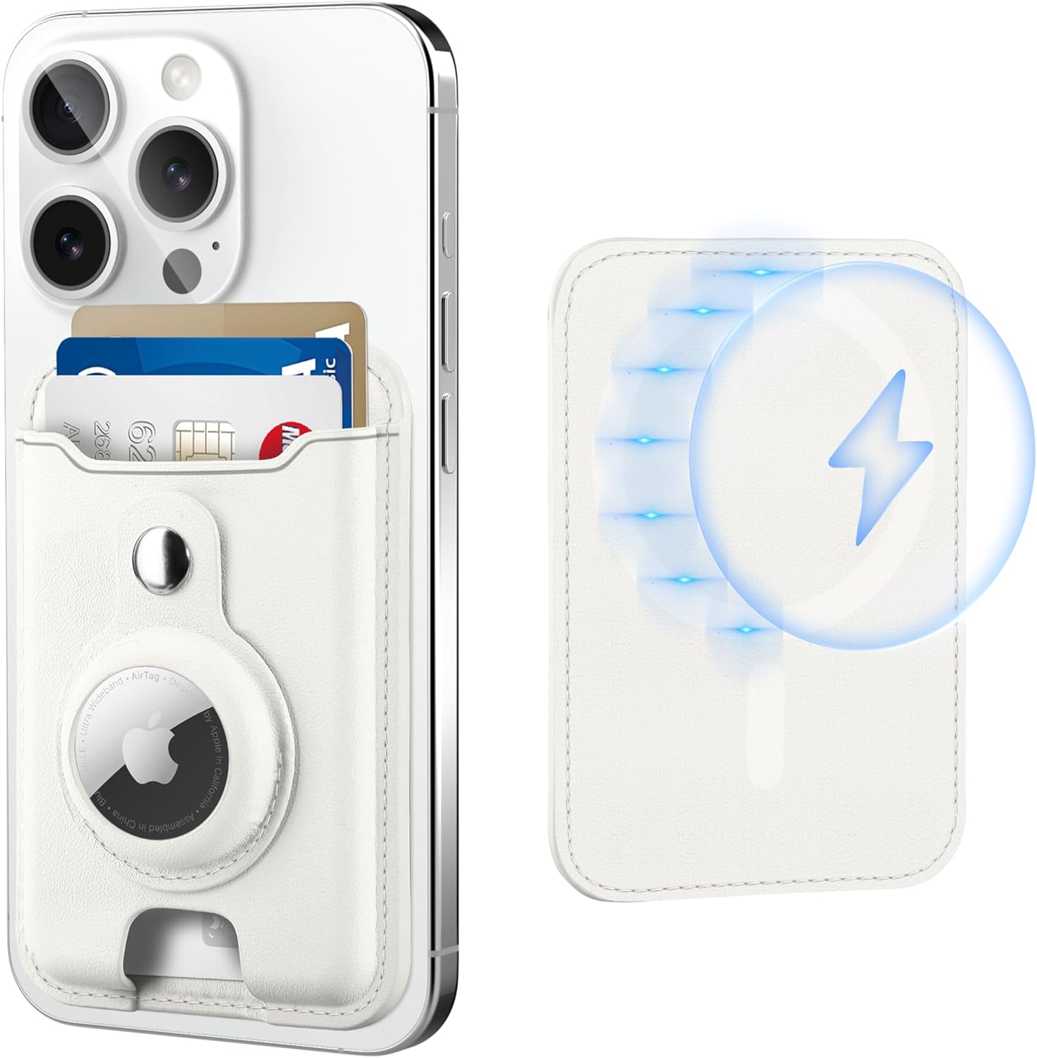 RFID Leather MagSafe Wallet with AirTag Holder for iPhone 16 Series - Abbycart